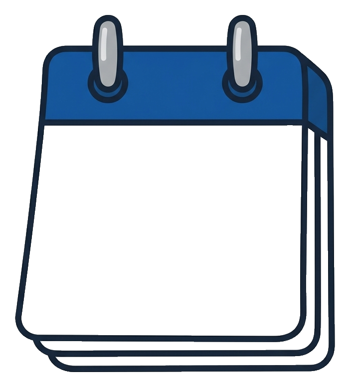 Flat vector icon, bold solid colors of a calendar icon with blank pages, transparent background PNG