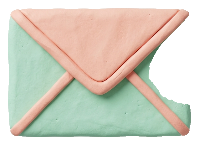 Clay 3D render, pastel colors of a mail envelope icon, transparent background PNG