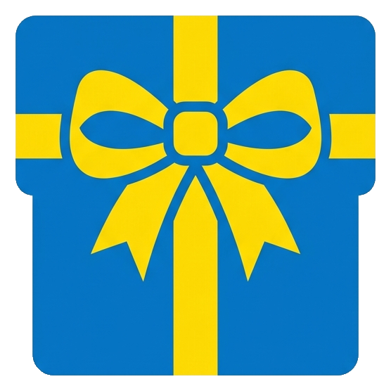 Flat vector icon, bold solid colors of a gift box with a ribbon, transparent background PNG