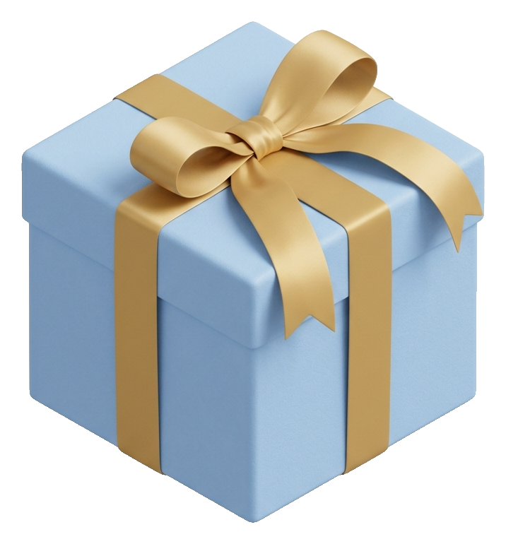 Soft 3D render, isometric view of a gift box with a ribbon, transparent background PNG