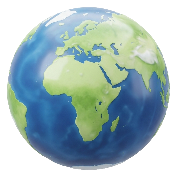 Soft 3D render, glossy of a planet earth globe icon, transparent background PNG