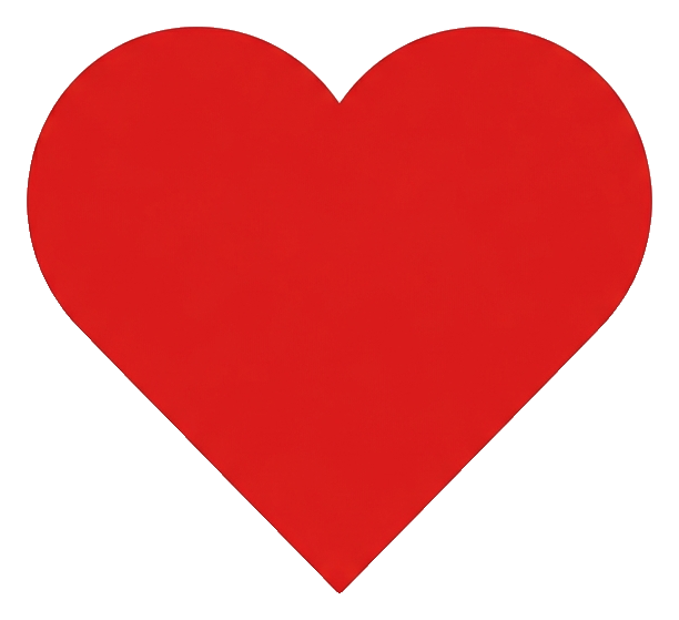 Flat vector icon, bold solid colors of a heart icon, transparent background PNG