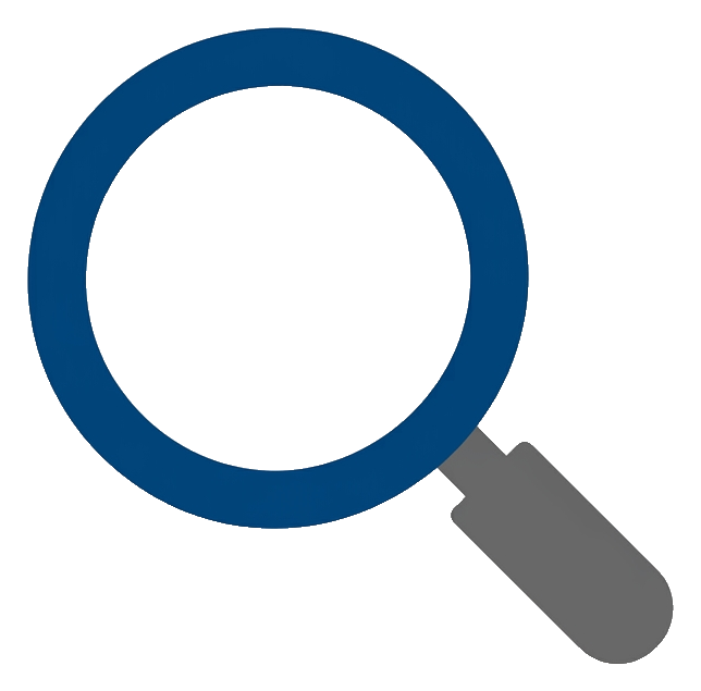 Flat vector icon, bold solid colors of a magnifying glass search icon, transparent background PNG