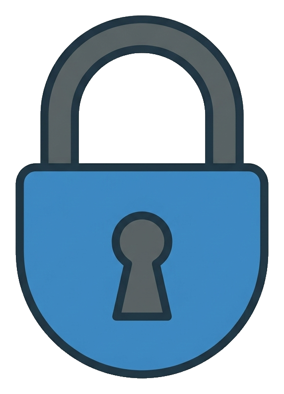 Flat vector icon, bold solid colors of a padlock security icon, transparent background PNG