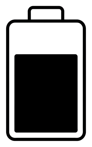 Thin black line icon, minimal outline of a battery level icon, transparent background PNG