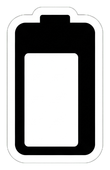 Flat color icon, bold solid colors of a battery level icon, transparent background PNG