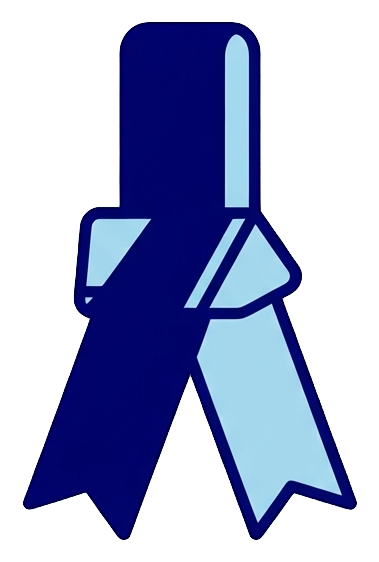 Duotone icon, navy blue and light blue of a bookmark ribbon icon, transparent background PNG