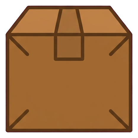 Flat color icon, bold solid colors of a parcel box icon, transparent background PNG