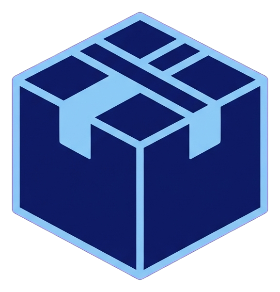 Duotone icon, navy blue and light blue of a parcel box icon, transparent background PNG