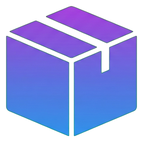 Gradient app-style icon, purple to blue gradient of a parcel box icon, transparent background PNG