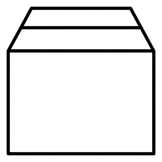Thin black line icon, minimal outline of a parcel box icon, transparent background PNG