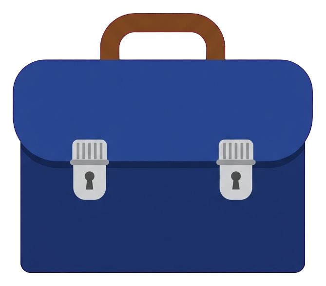 Flat color icon, bold solid colors of a briefcase work icon, transparent background PNG