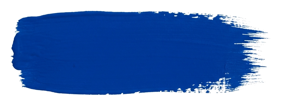 Blue paint of a wide horizontal paint brush stroke swatch to place text on, transparent background PNG