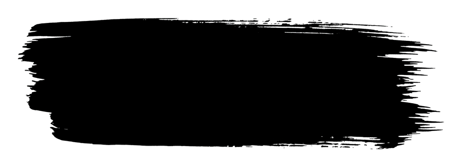 Black ink of a wide horizontal paint brush stroke swatch to place text on, transparent background PNG