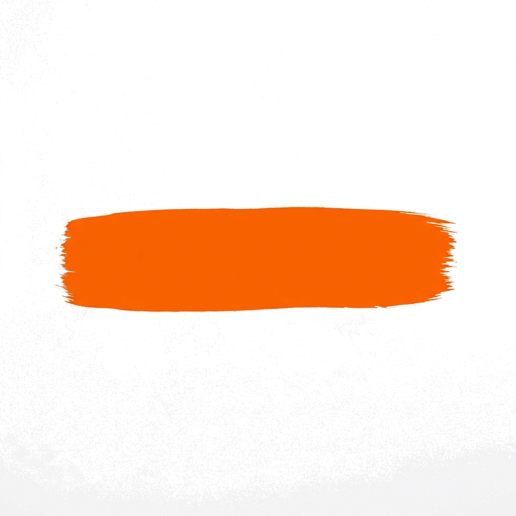 Orange paint of a wide horizontal paint brush stroke swatch to place text on, transparent background PNG