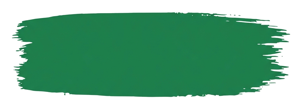 Bold flat vector style of a green wide horizontal paint brush stroke swatch to place text on, transparent background PNG