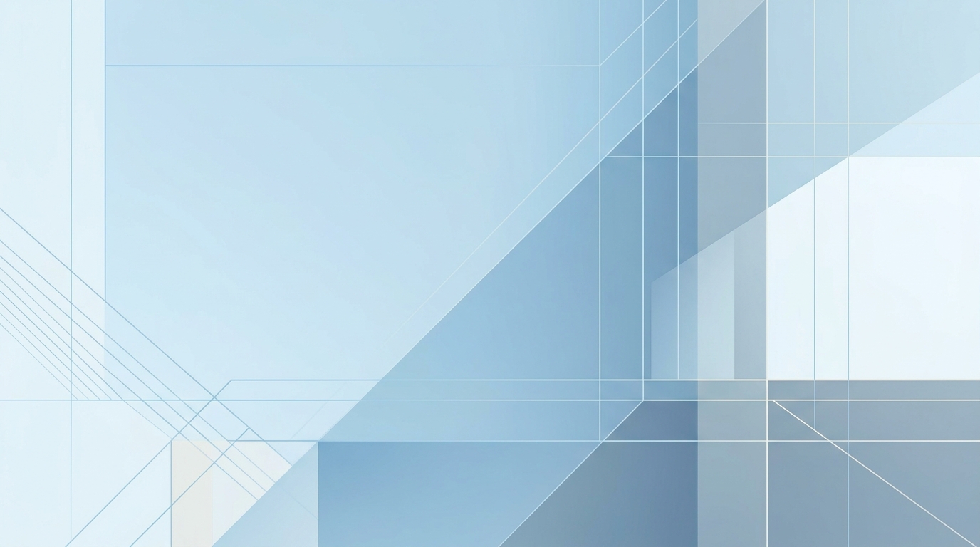 Minimal abstract design of modern corporate background with subtle geometric lines and empty space, simple balanced layout, cool blue tones, quiet atmosphere, 16:9 aspect ratio
