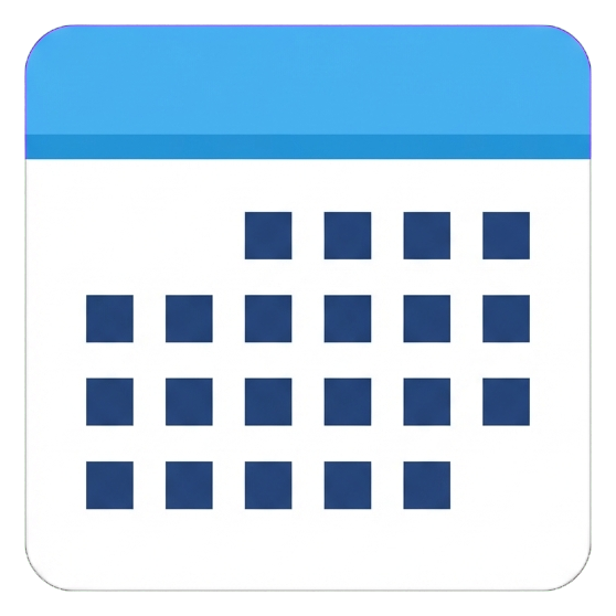 Flat color icon, bold solid colors of a calendar page icon, transparent background PNG