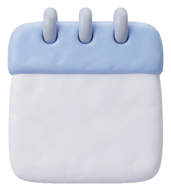 Soft 3D icon, pastel clay render of a calendar page icon, transparent background PNG