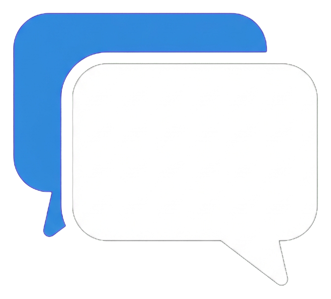 Flat color icon, bold solid colors of two overlapping chat bubbles icon, transparent background PNG