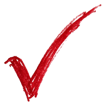 Red pen hand-drawn tick of a check mark symbol, transparent background PNG