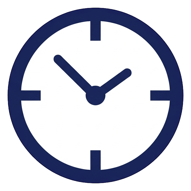 Flat color icon, bold solid colors of a round clock icon, transparent background PNG