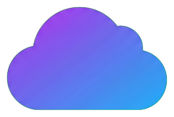 Gradient app-style icon, purple to blue gradient of a cloud storage icon, transparent background PNG