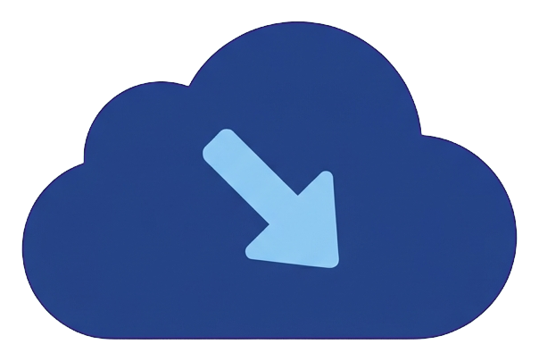 Duotone icon, navy blue and light blue of a cloud storage icon, transparent background PNG