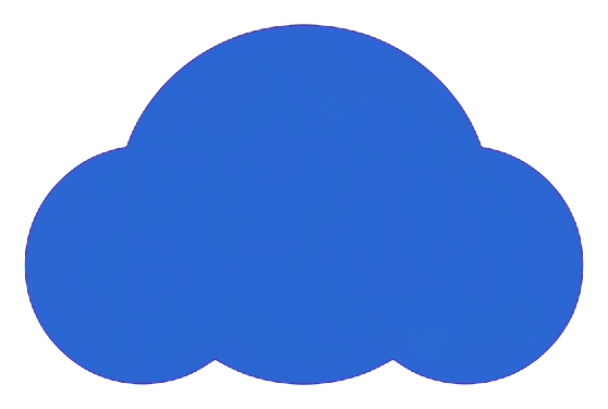 Flat color icon, bold solid colors of a cloud storage icon, transparent background PNG