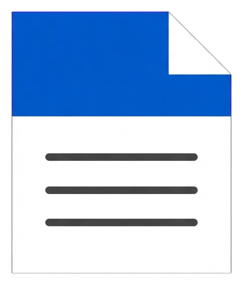 Flat color icon, bold solid colors of a paper document file icon, transparent background PNG