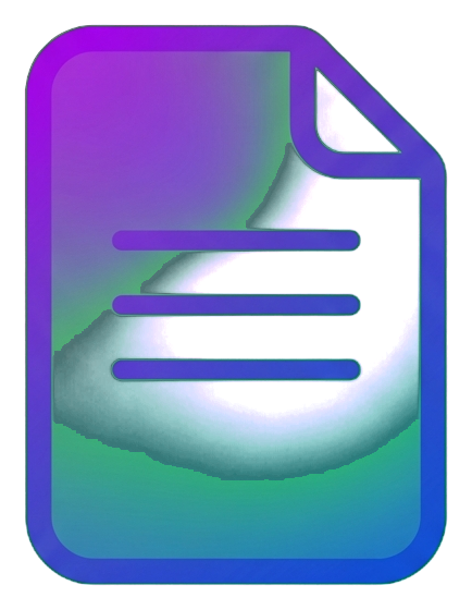 Gradient app-style icon, purple to blue gradient of a paper document file icon, transparent background PNG
