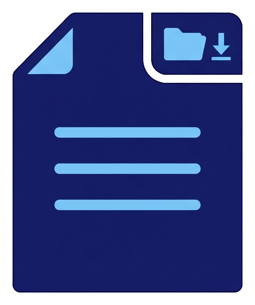 Duotone icon, navy blue and light blue of a paper document file icon, transparent background PNG