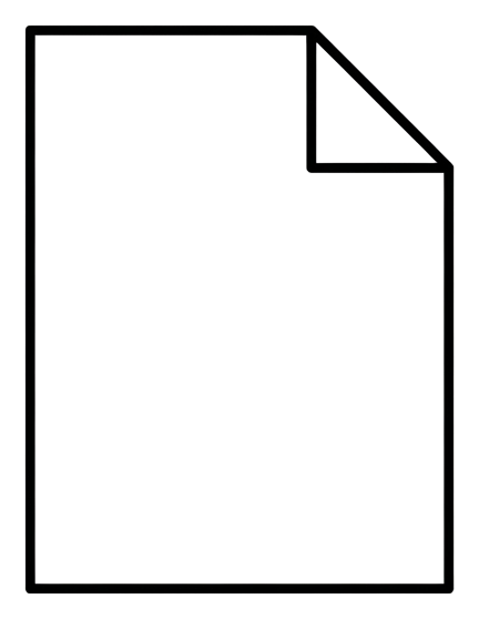 Thin black line icon, minimal outline of a paper document file icon, transparent background PNG