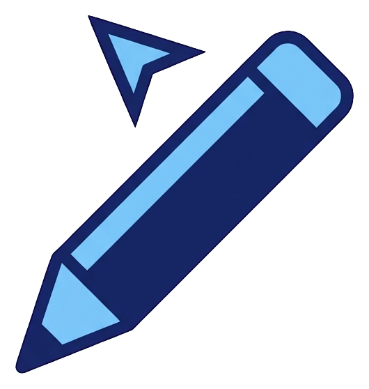 Duotone icon, navy blue and light blue of a pencil edit icon, transparent background PNG