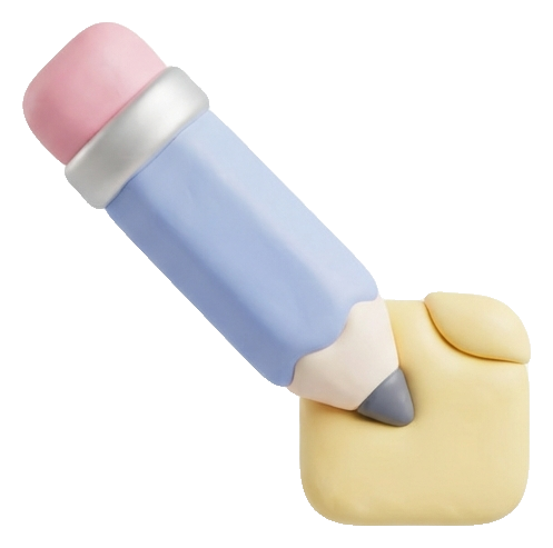 Soft 3D icon, pastel clay render of a pencil edit icon, transparent background PNG