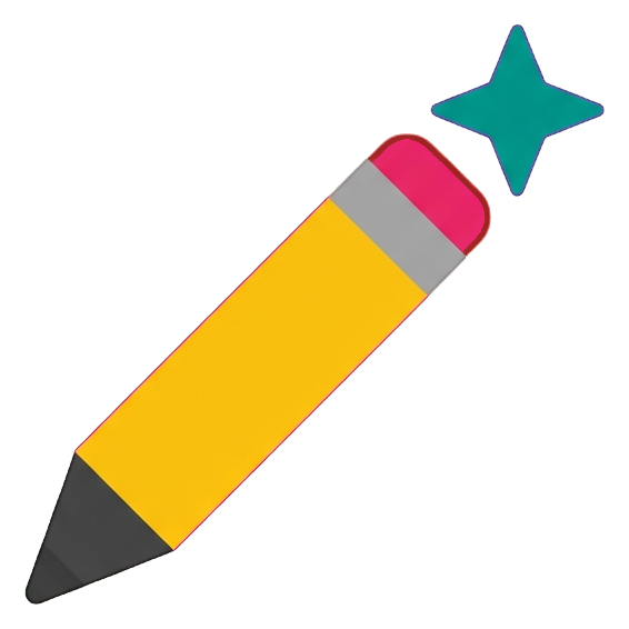 Flat color icon, bold solid colors of a pencil edit icon, transparent background PNG