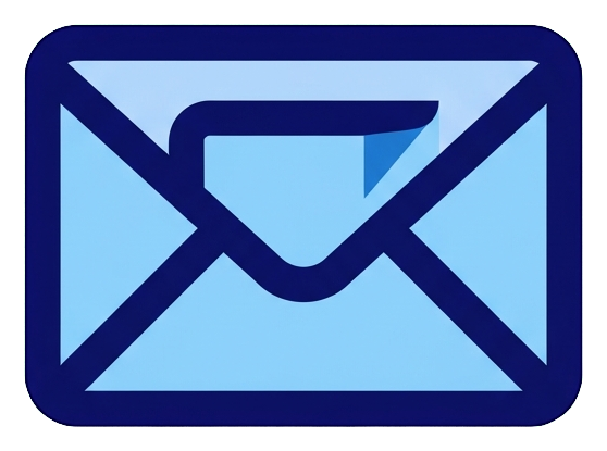 Duotone icon, navy blue and light blue of an envelope email icon, transparent background PNG