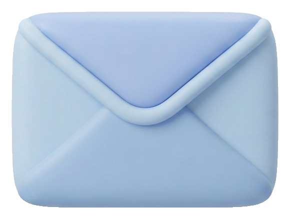 Soft 3D icon, pastel clay render of an envelope email icon, transparent background PNG