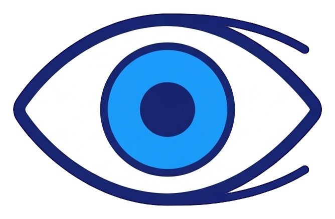 Flat color icon, bold solid colors of an eye view icon, transparent background PNG