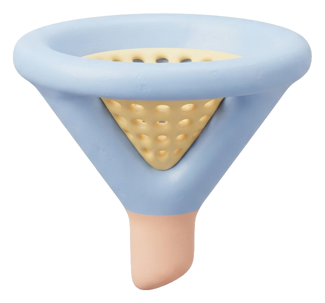 Soft 3D icon, pastel clay render of a funnel filter icon, transparent background PNG