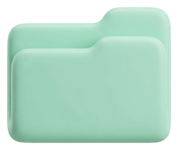 Soft 3D icon, pastel clay render of a file folder icon, transparent background PNG