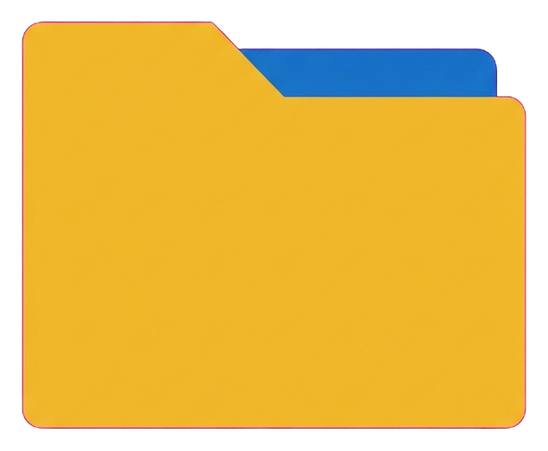 Flat color icon, bold solid colors of a file folder icon, transparent background PNG