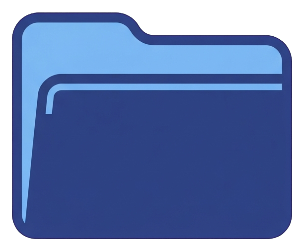 Duotone icon, navy blue and light blue of a file folder icon, transparent background PNG