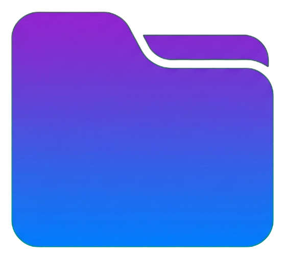 Gradient app-style icon, purple to blue gradient of a file folder icon, transparent background PNG