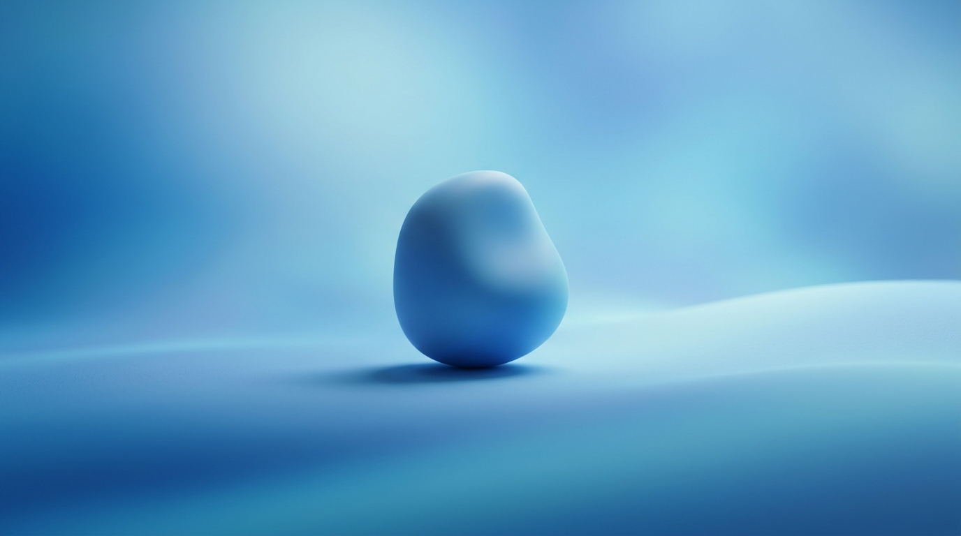Soft 3d render of smooth color gradient, centered subject with a simple uncluttered composition, cool blue tones, quiet atmosphere, 16:9 aspect ratio