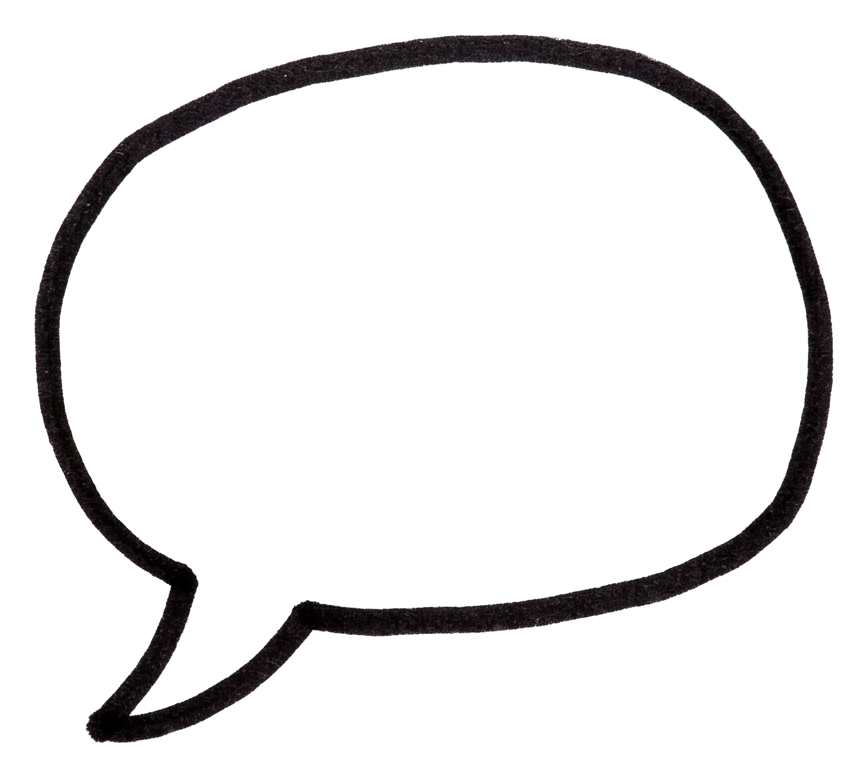 손으로 그린 빈 말풍선 테두리, 검정 마커, 투명 배경(누끼) PNG