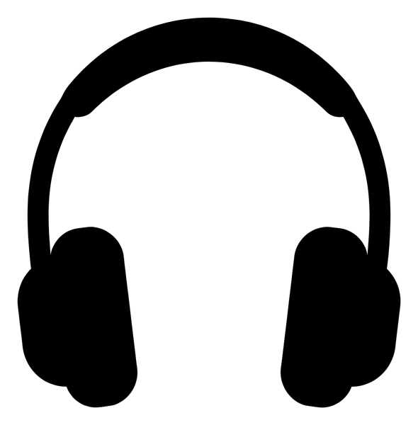 헤드폰 아이콘, 검은 실루엣 아이콘, 투명 배경(누끼) PNG