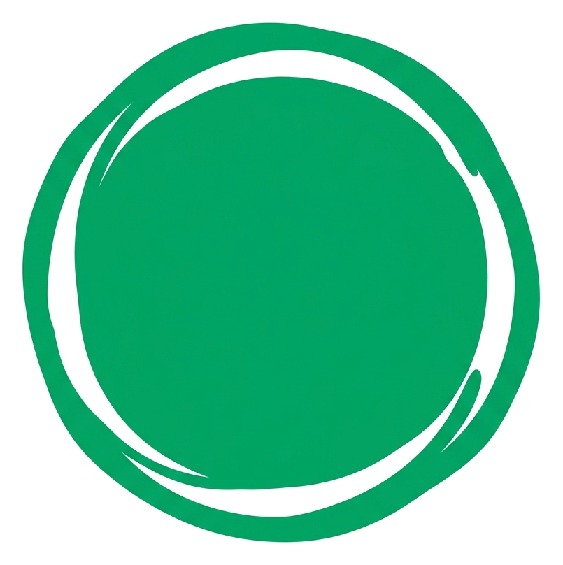 Bold flat vector style of a green hand-drawn circle outline used to highlight something, transparent background PNG