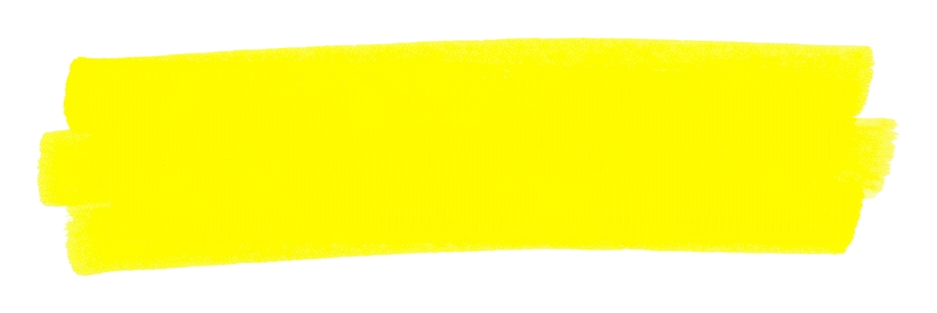 넓게 그은 형광펜 한 줄, 노란 형광펜, 투명 배경(누끼) PNG