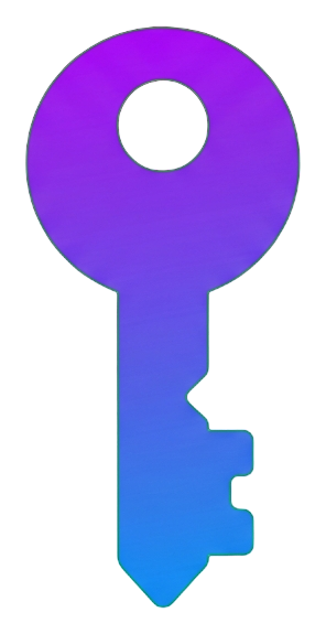 Gradient app-style icon, purple to blue gradient of a key icon, transparent background PNG